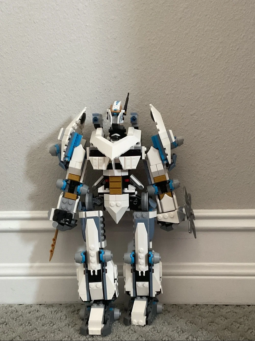 Lego White and Blue Ninjago Mech Robot Buildable Figure